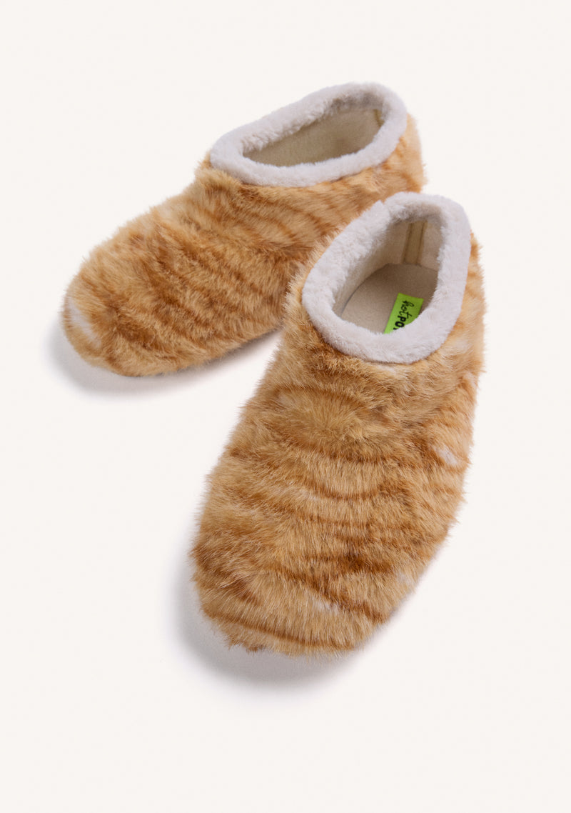 HIGH-TOP HOUSE SLIPPERS WITH ANIMAL PRINT FUR