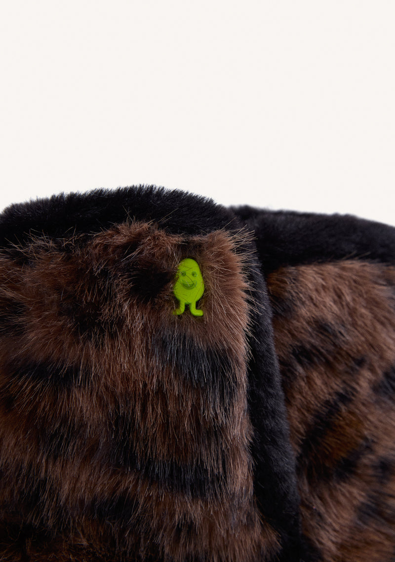 HIGH-TOP ANIMAL PRINT FUR HOUSE SLIPPERS