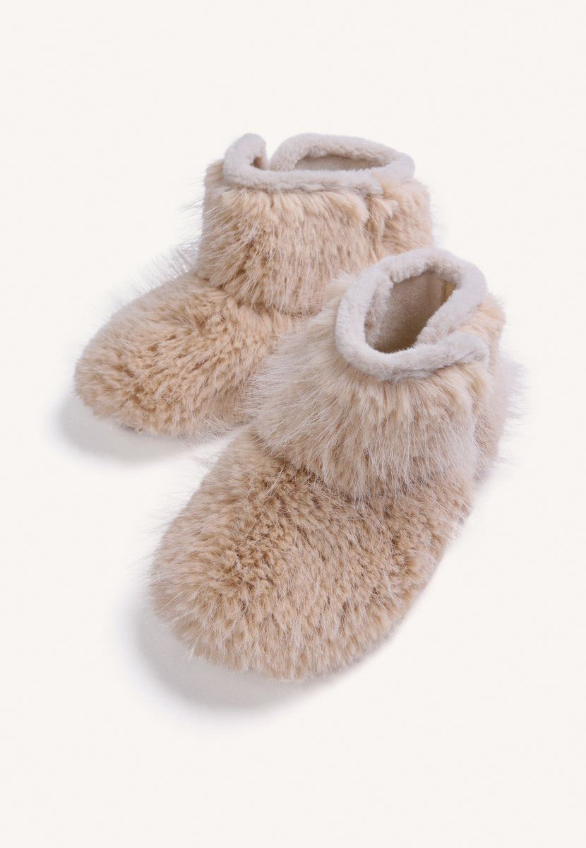 PANTOFOLINE DA CASA BEIGE CON PELO ALTE