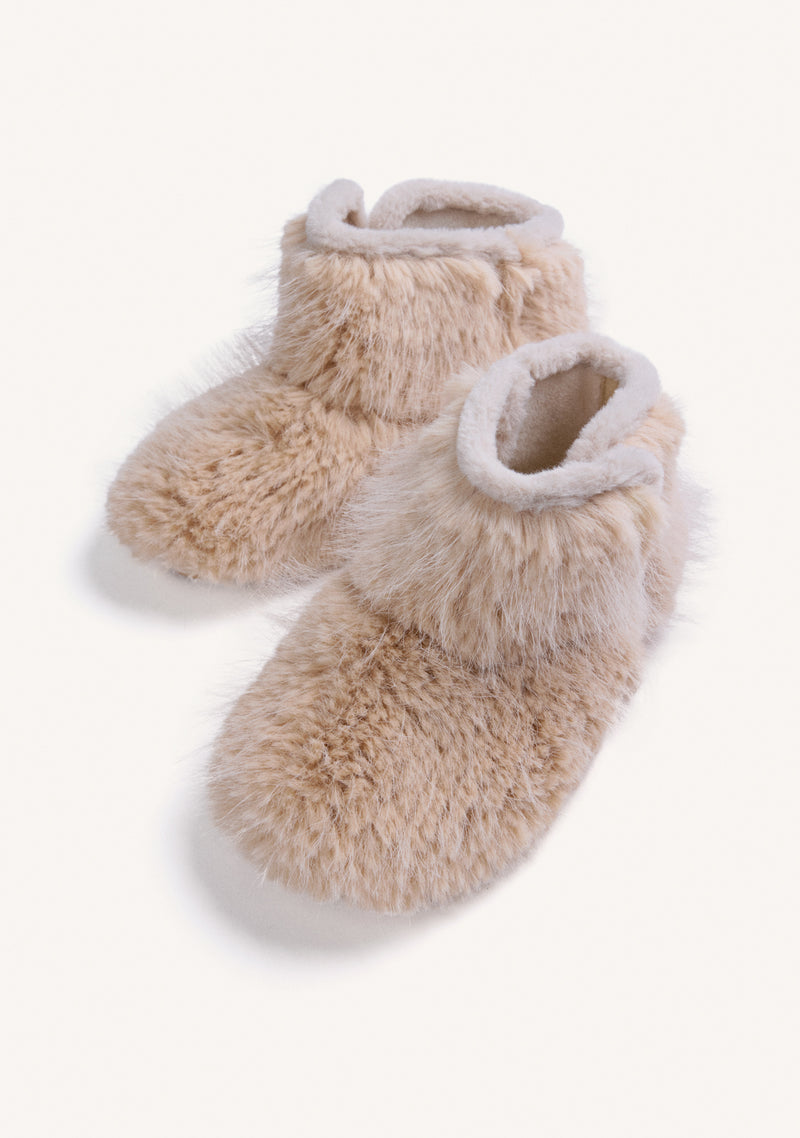 CHAUSSURES D'INTÉRIEUR MONTANTES BEIGE EN FOURRURE