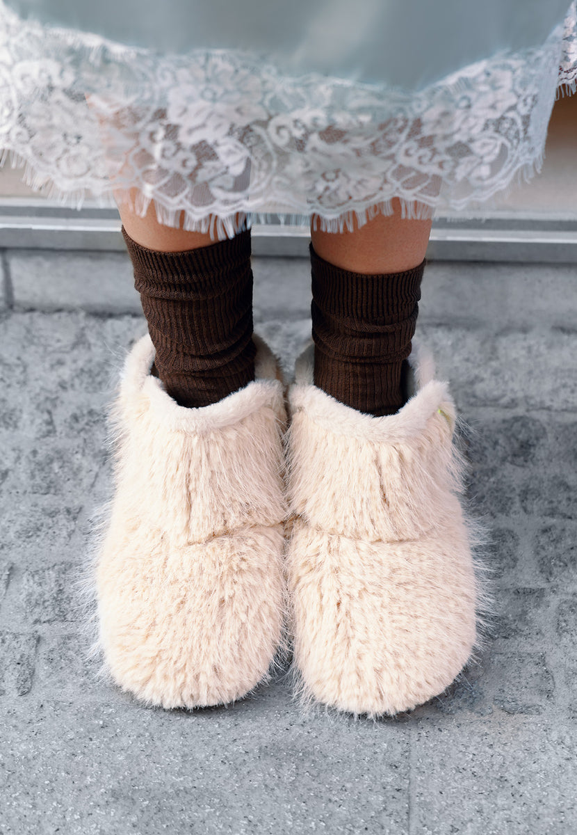PANTOFOLINE DA CASA BEIGE CON PELO ALTE