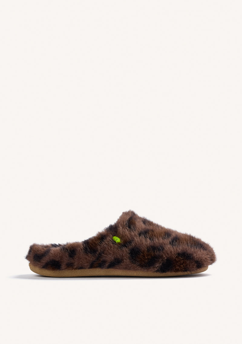ANIMAL PRINT FUR HOUSE SLIPPERS