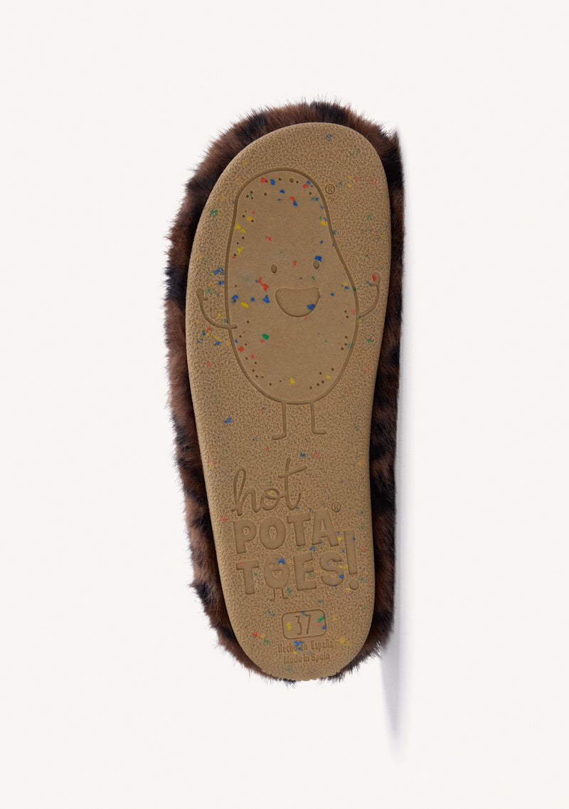 ANIMAL PRINT FUR HOUSE SLIPPERS