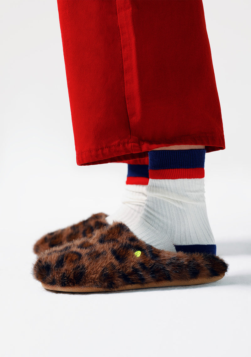 CHAUSSURES D'INTÉRIEUR IMPRIMÉ ANIMAL EN FOURRURE