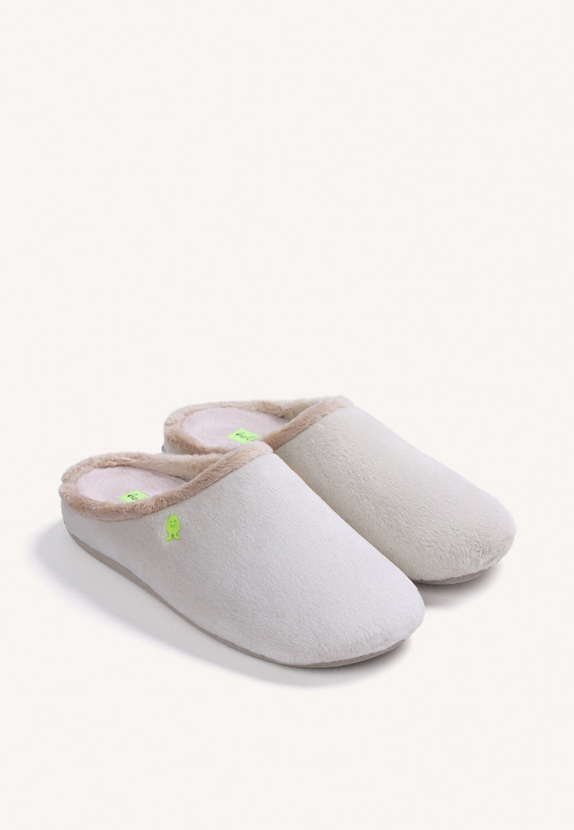 PANTOFOLE DA CASA BEIGE IN PELLICCIA