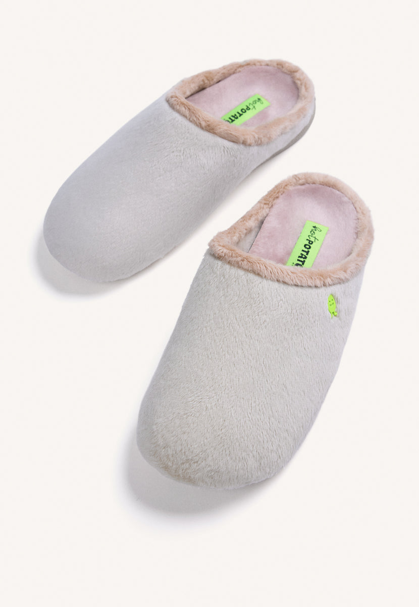 PANTOFOLE DA CASA BEIGE IN PELLICCIA