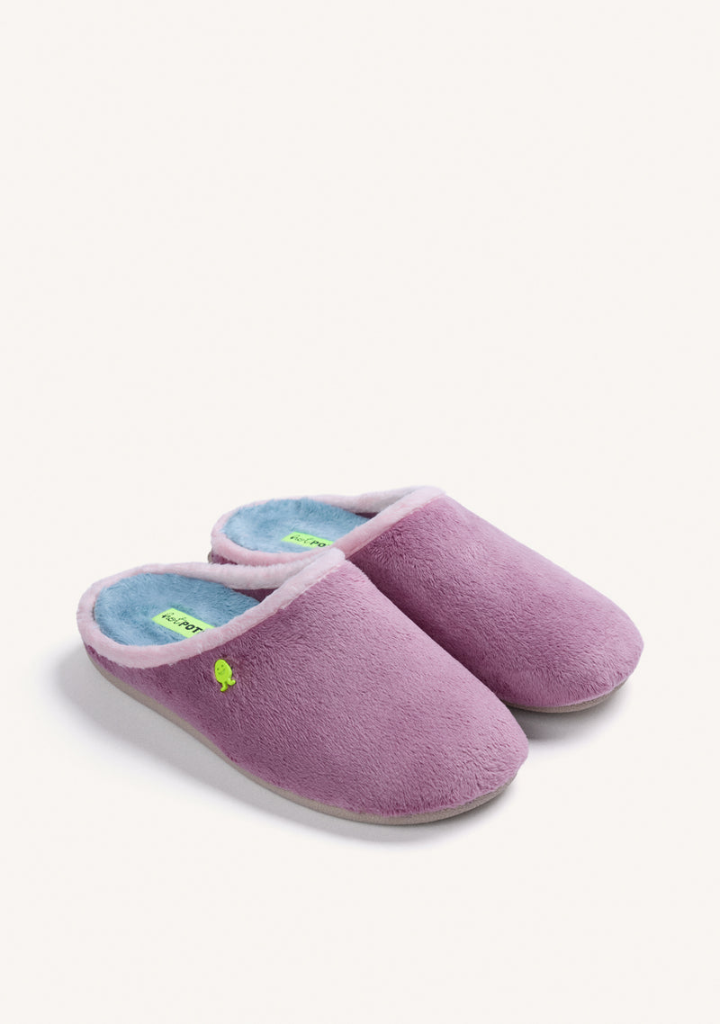 PANTUFAS DE CASA ROSAS DE PELO