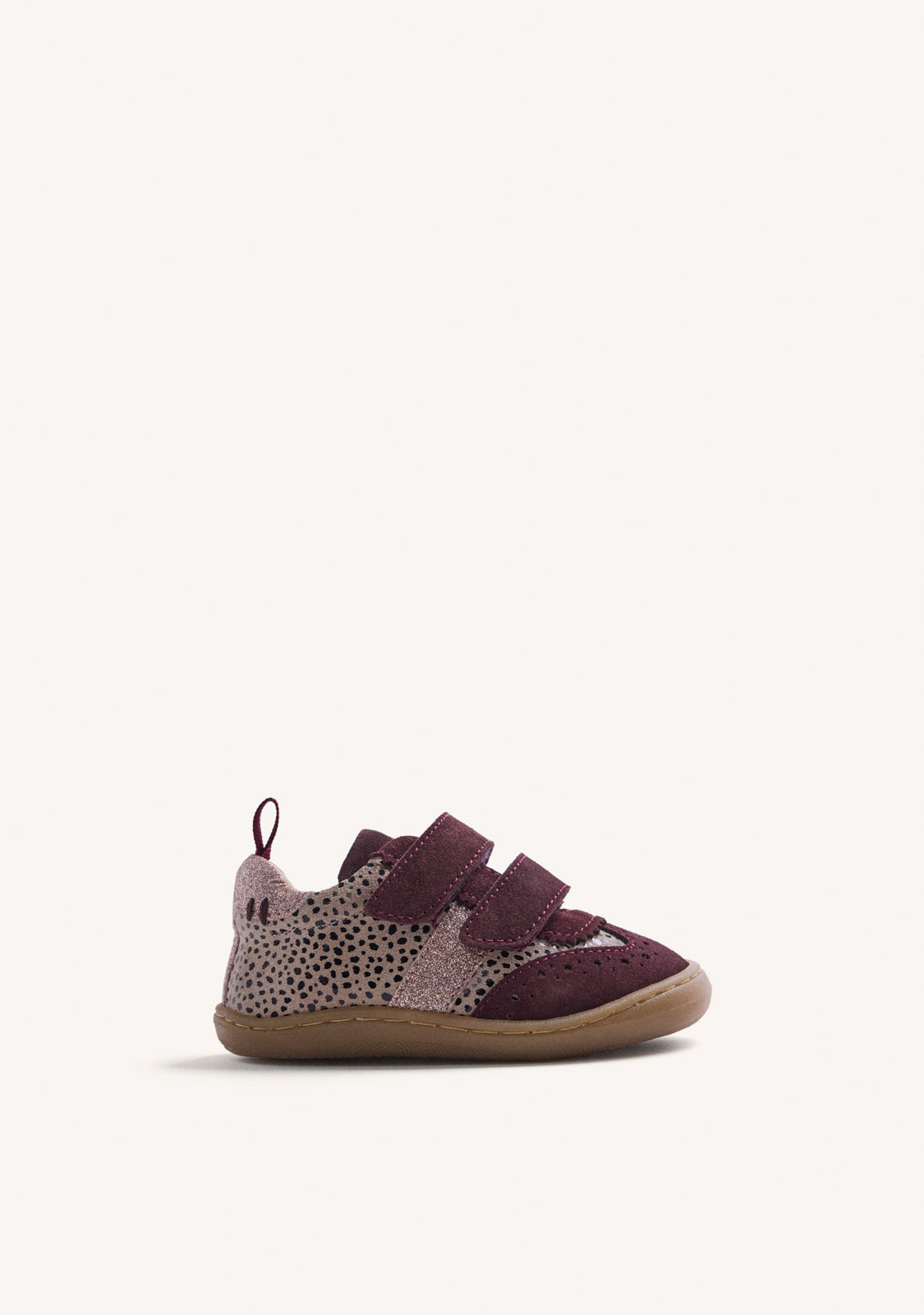 BAREFOOT LEATHER SNEAKERS IN BURGUNDY WITH ANIMAL PRINT