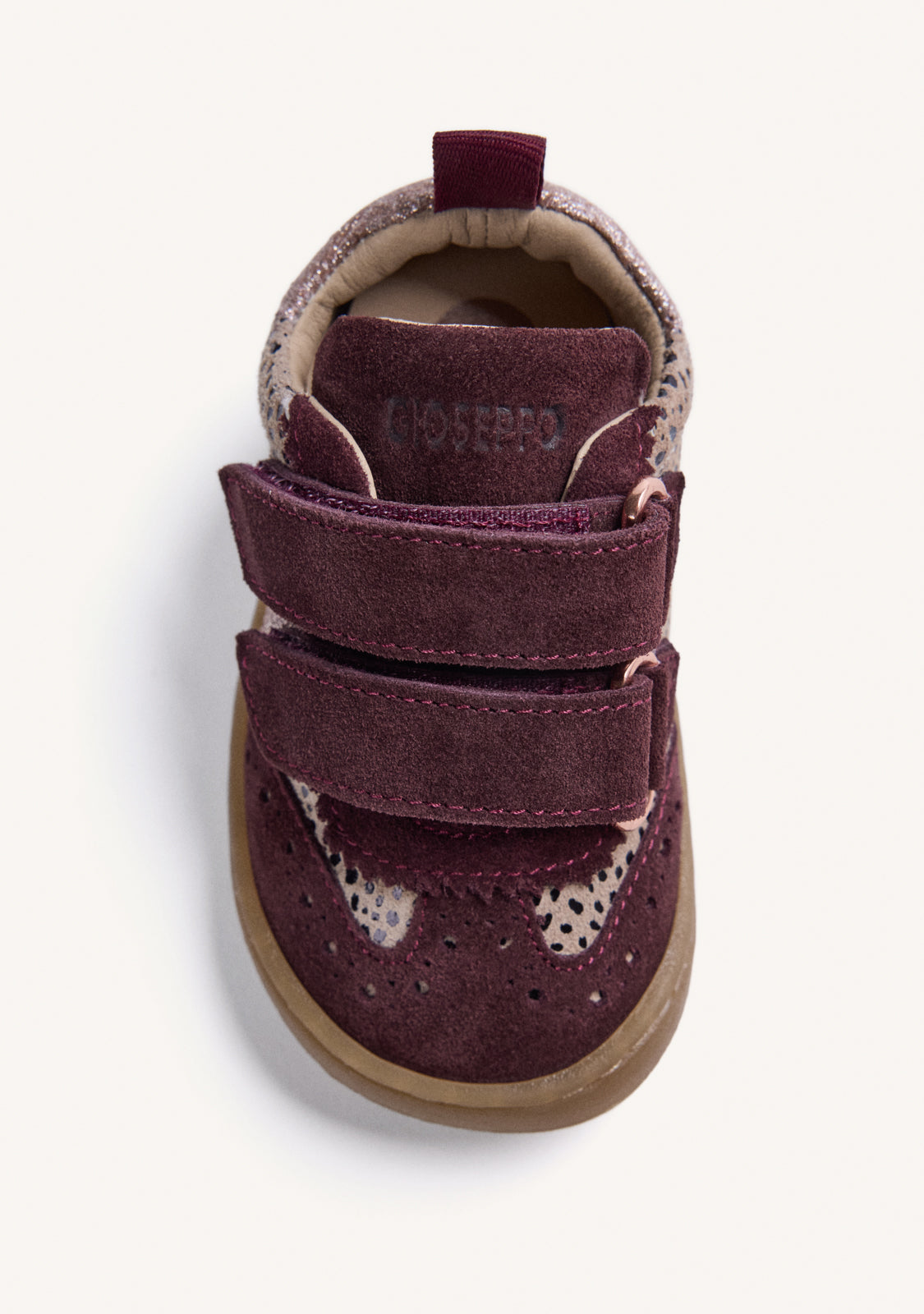 BAREFOOT LEATHER SNEAKERS IN BURGUNDY WITH ANIMAL PRINT