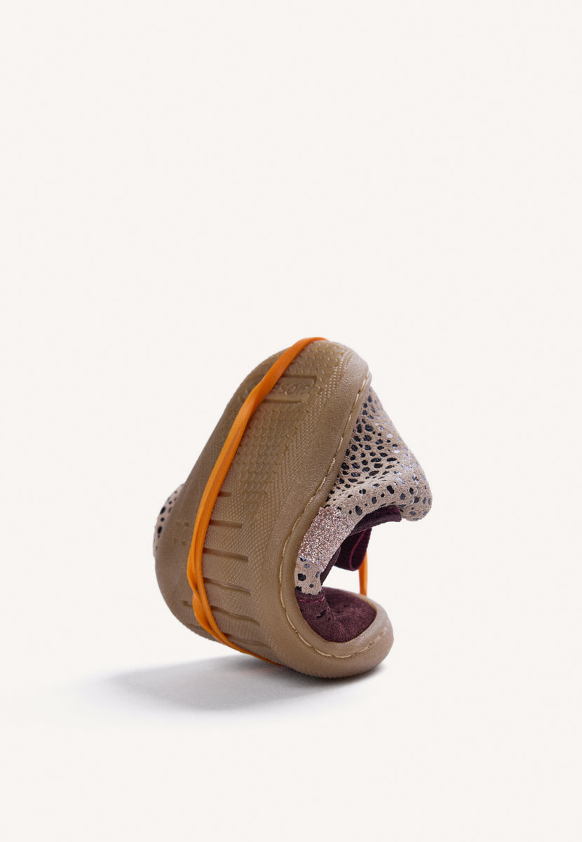 SCARPE BAREFOOT IN PELLE BORDEAUX STAMPA ANIMALE