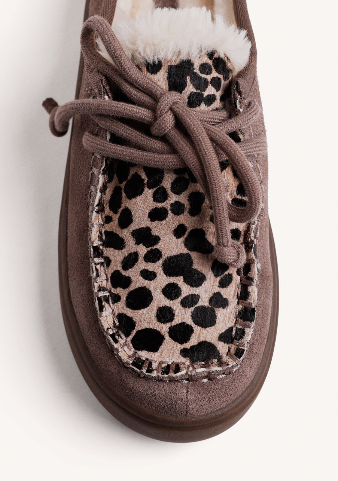 TAUPE SUEDE LEATHER ANIMAL PRINT CLOGS