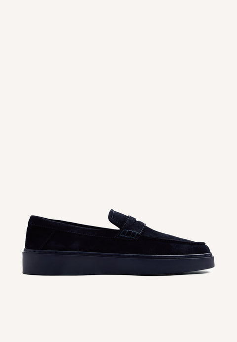 BLUE LEATHER WALLABEE LOAFERS