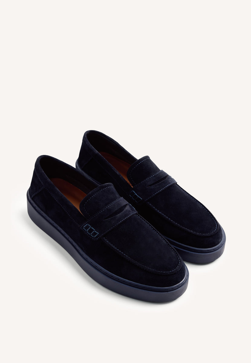 BLUE LEATHER WALLABEE LOAFERS