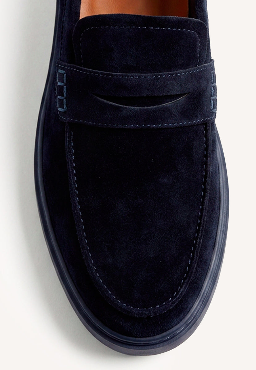 BLUE LEATHER WALLABEE LOAFERS