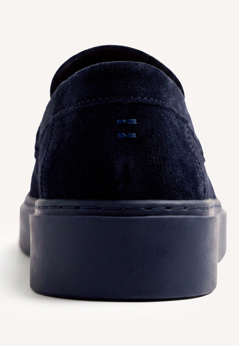 BLUE LEATHER WALLABEE LOAFERS