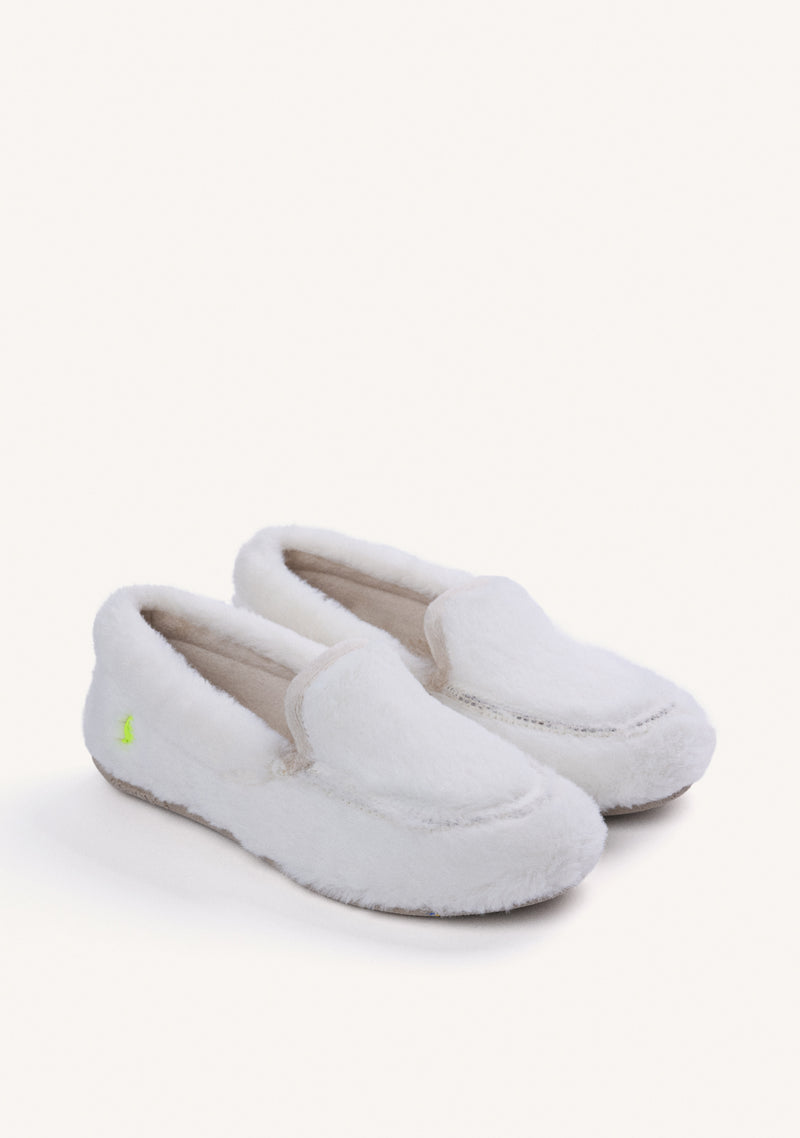 WHITE HOUSE SLIPPERS FAUX FUR LOAFER STYLE
