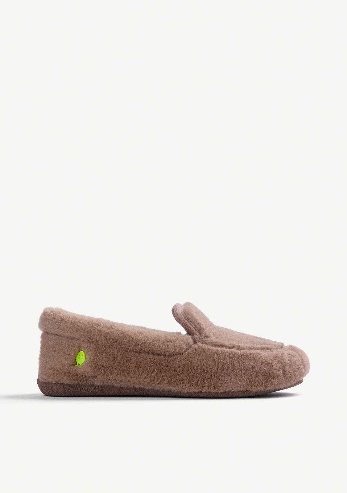 TAUPE HOUSE SLIPPERS MOCASSIN STYLE WITH FUR