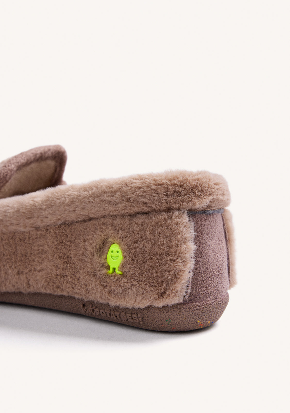 TAUPE HOUSE SLIPPERS MOCASSIN STYLE WITH FUR