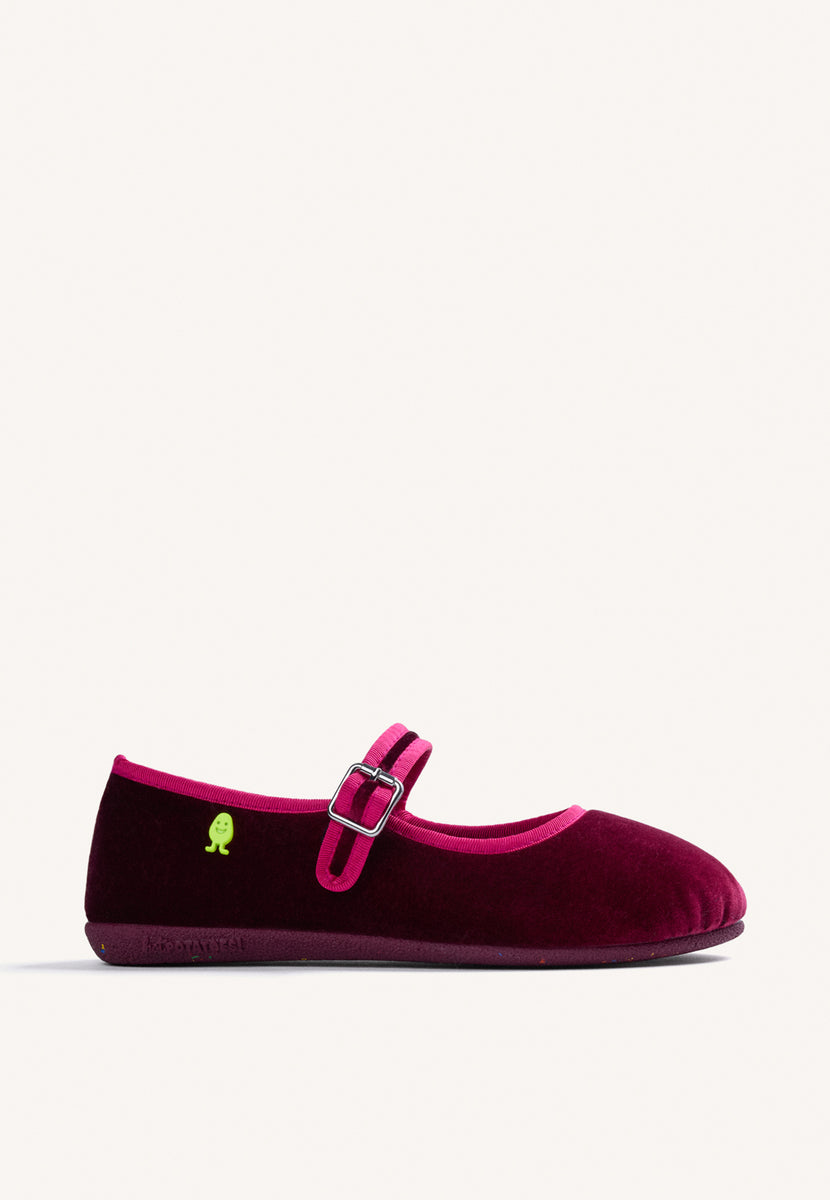 PANTOFOLE BORDEAUX TIPO BALLERINE IN VELLUTO
