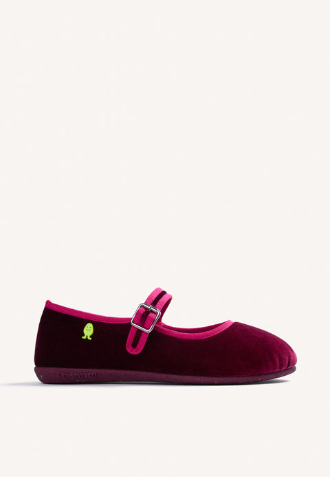 PANTOFOLE BORDEAUX TIPO BALLERINE IN VELLUTO