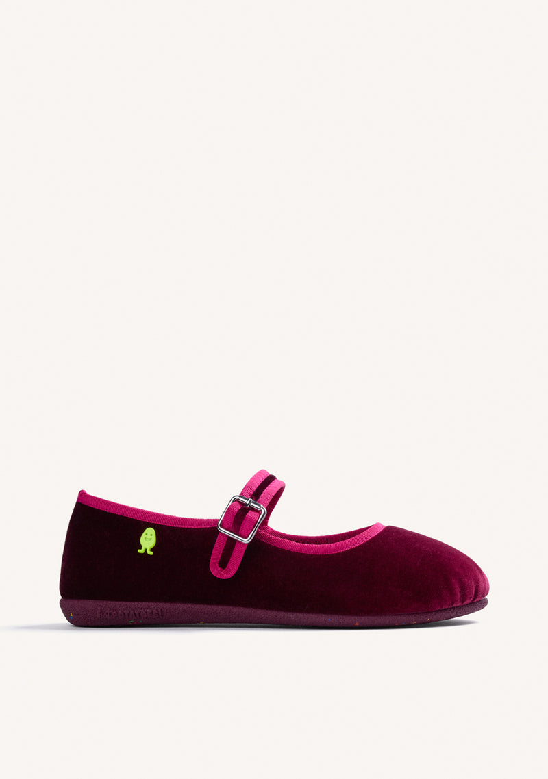 PANTOFOLE BORDEAUX TIPO BALLERINE IN VELLUTO