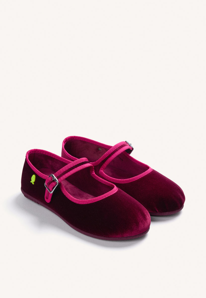 PANTOFOLE BORDEAUX TIPO BALLERINE IN VELLUTO