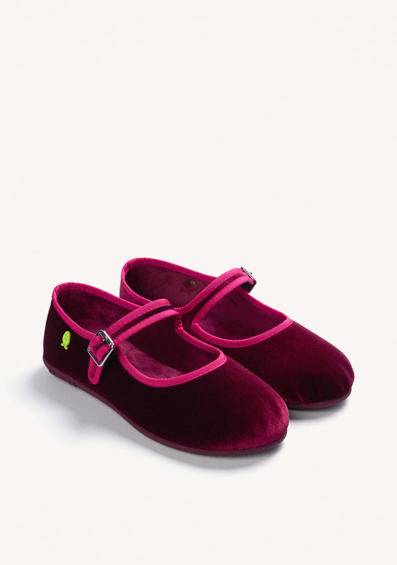 PANTOFOLE BORDEAUX TIPO BALLERINE IN VELLUTO