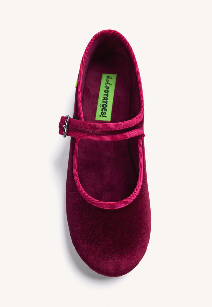 PANTOFOLE BORDEAUX TIPO BALLERINE IN VELLUTO