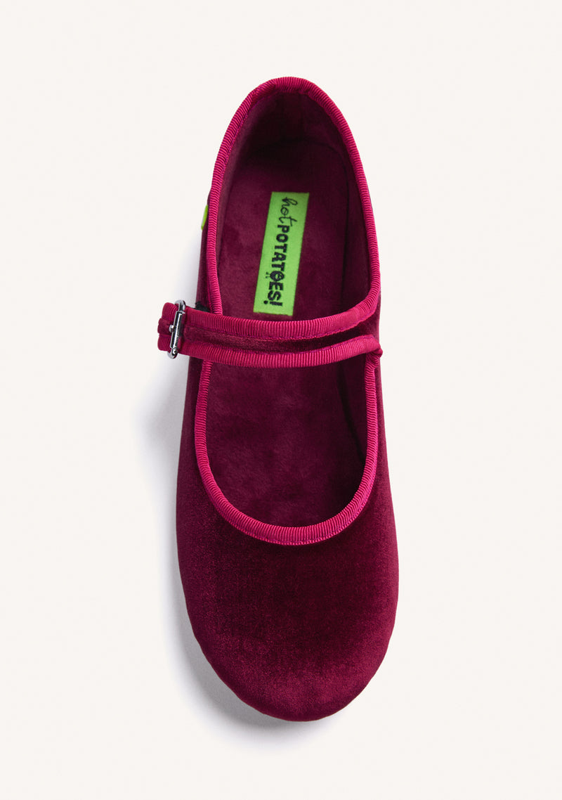 PANTOFOLE BORDEAUX TIPO BALLERINE IN VELLUTO