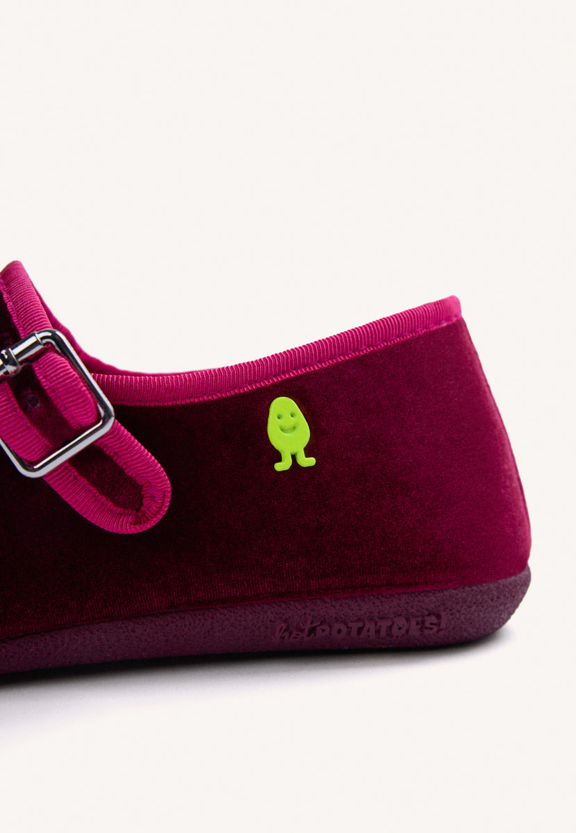 PANTOFOLE BORDEAUX TIPO BALLERINE IN VELLUTO