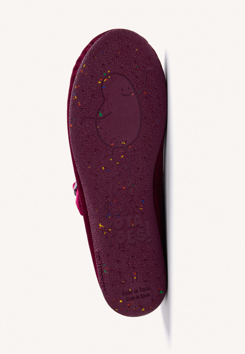 PANTOFOLE BORDEAUX TIPO BALLERINE IN VELLUTO