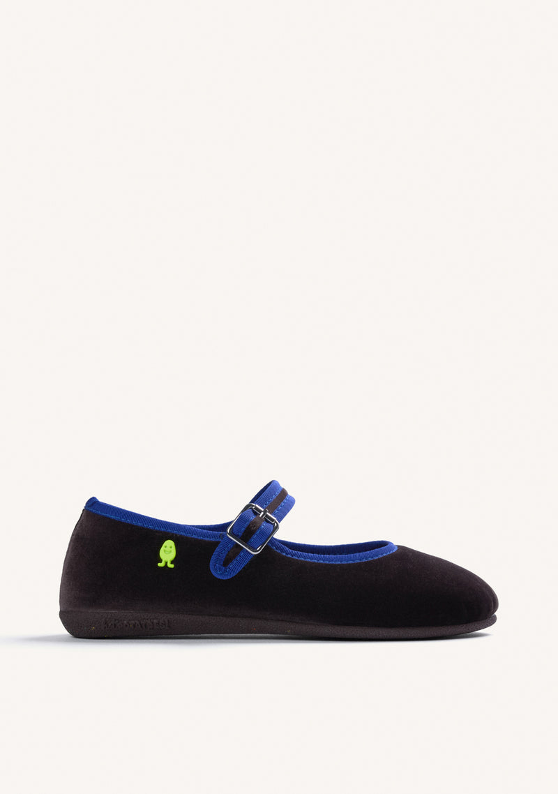 BROWN VELVET MARY-JANE STYLE HOUSE SLIPPERS