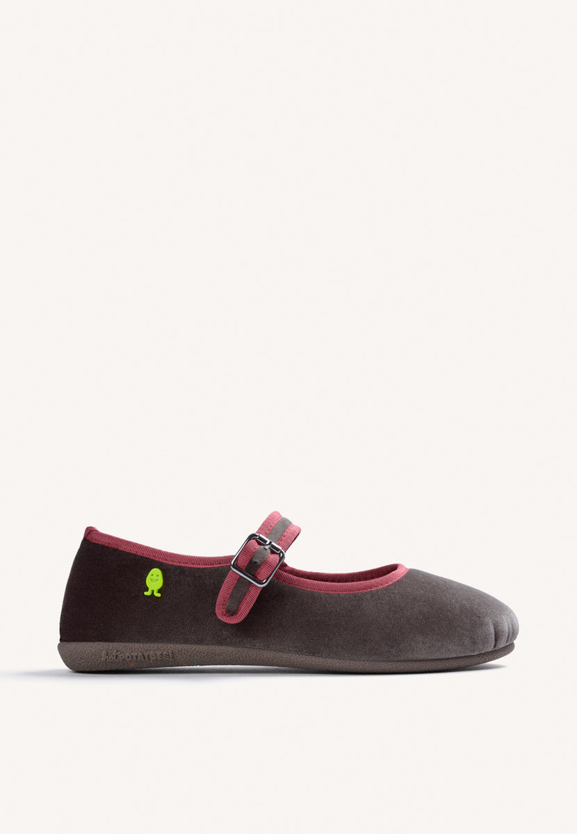 PANTOFOLE BORDEAUX TIPO BALLERINE IN VELLUTO