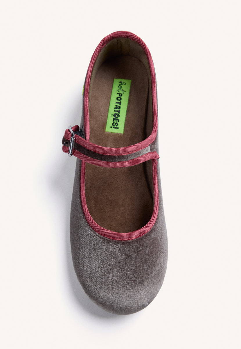 PANTOFOLE BORDEAUX TIPO BALLERINE IN VELLUTO