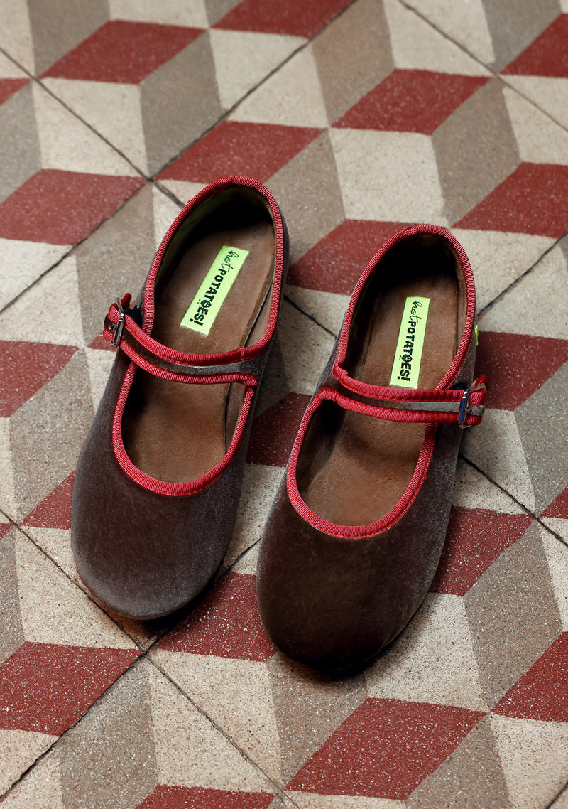 PANTOFOLE BORDEAUX TIPO BALLERINE IN VELLUTO