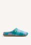 GREEN AND LILAC CHECKERED FUR HOUSE SLIPPERS