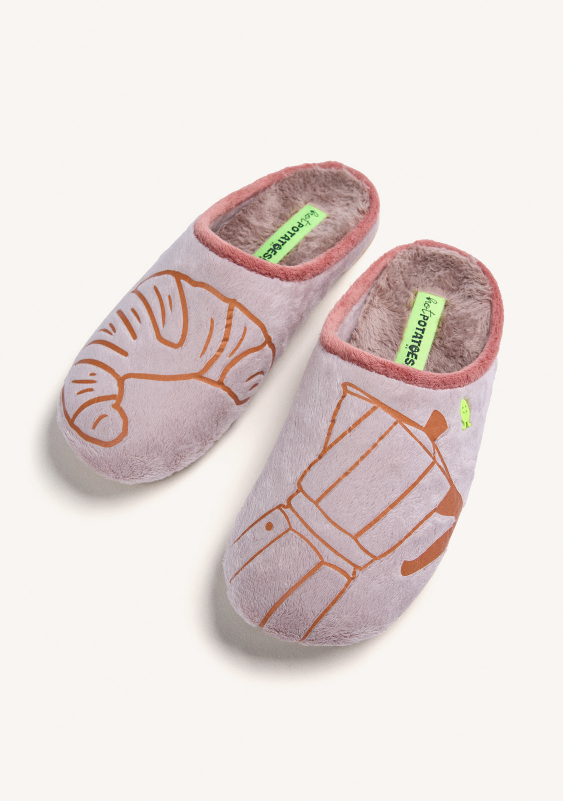 PINK FUZZY SLIPPERS WITH DESIGN