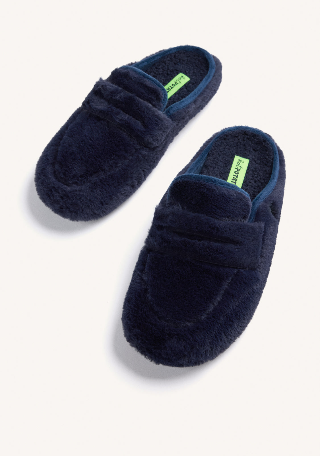 PANTUFAS DE CASA AZUIS TIPO MOCASSINS DE PELO