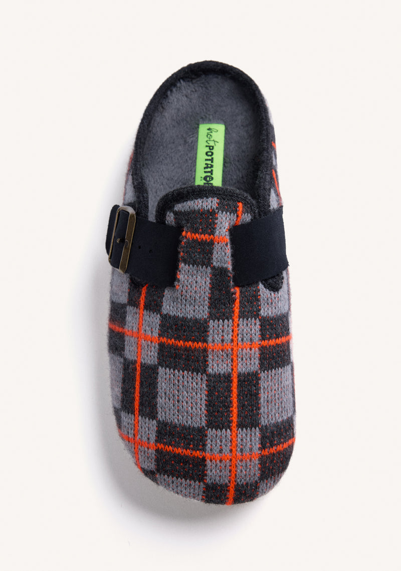 GREY HOUSE SLIPPERS CLOG-STYLE WITH FUR