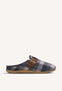 GREY CHECKERED CLOG-STYLE HOUSE SLIPPERS