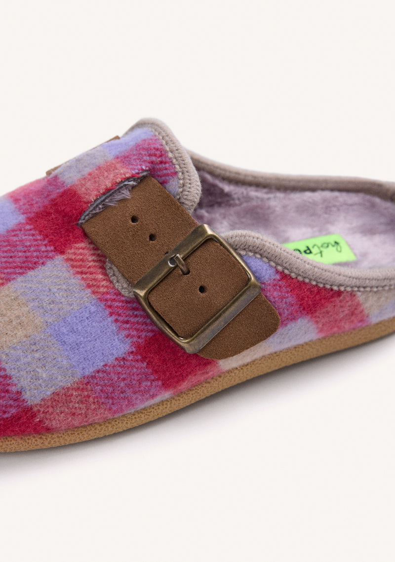 MALVA HOUSE SLIPPERS CLOG STYLE WITH CHECKERED PATTERN