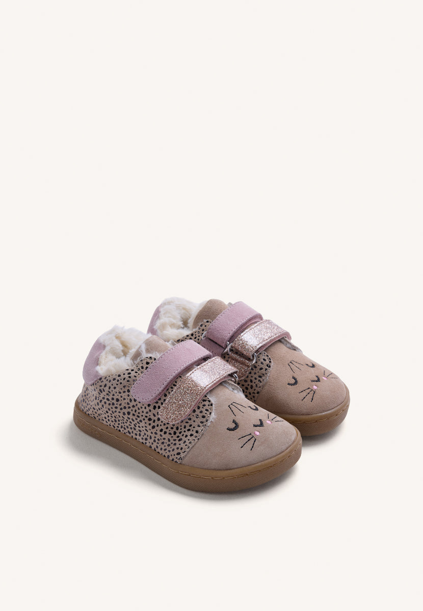 SATIN AND LEATHER BAREFOOT SNEAKERS WITH ANIMAL PRINT