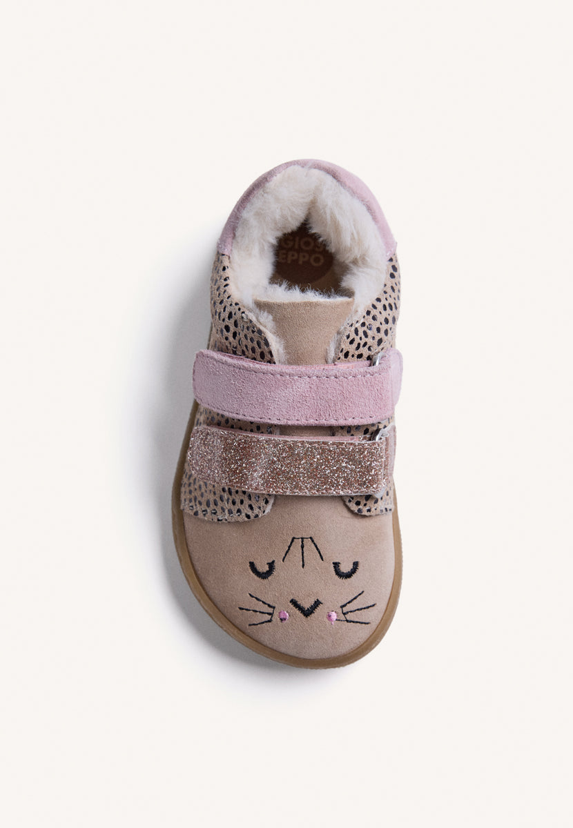 SATIN AND LEATHER BAREFOOT SNEAKERS WITH ANIMAL PRINT