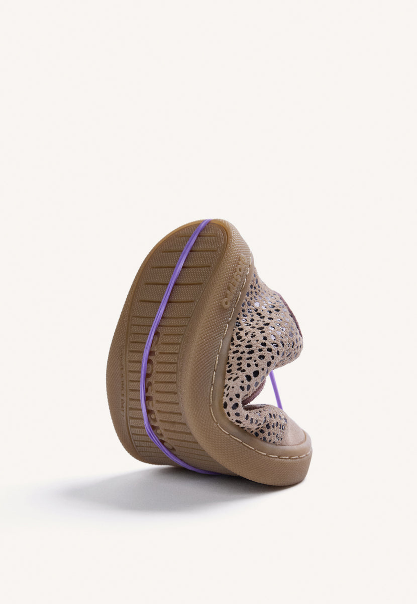 SATIN AND LEATHER BAREFOOT SNEAKERS WITH ANIMAL PRINT