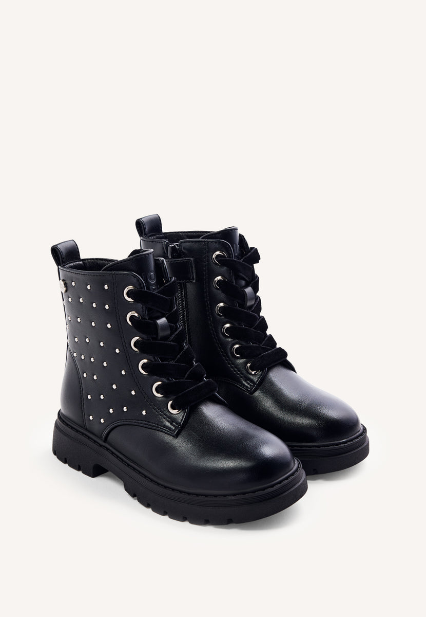 STUDDED AND LACED BOOTS