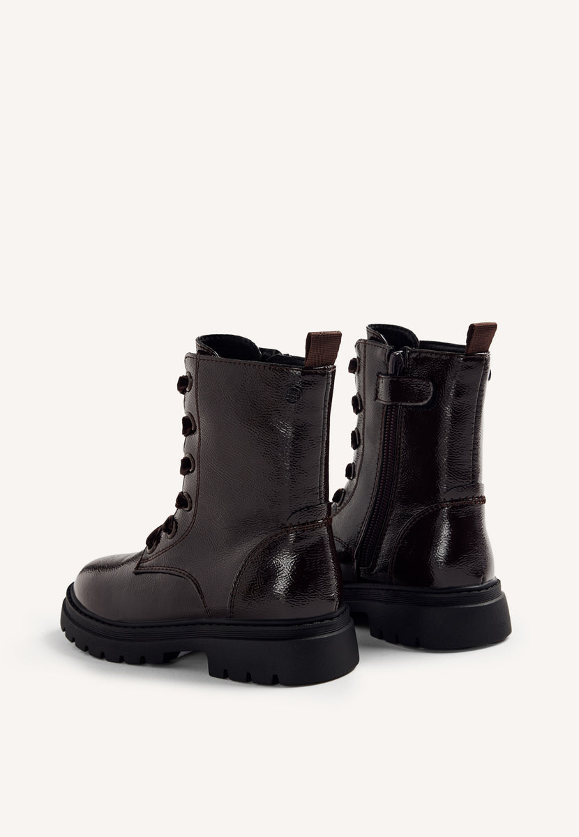 BROWN PATENT EFFECT BOOTS