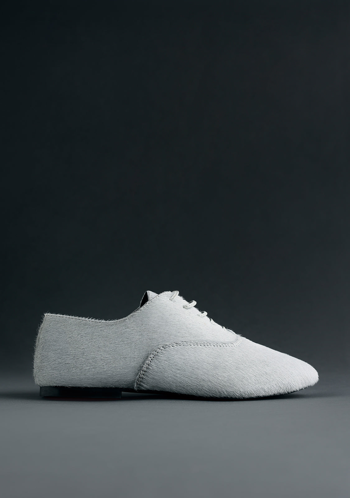 GREY LEATHER FLAT SHOES BY MELYSSA PINTO