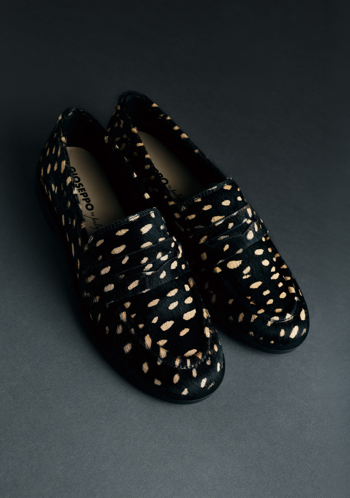 BLACK ANIMAL PRINT LEATHER LOAFERS BY MELYSSA PINTO