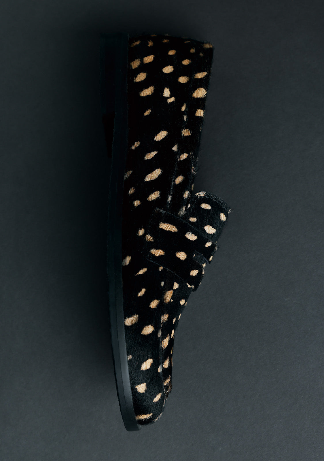 BLACK ANIMAL PRINT LEATHER LOAFERS BY MELYSSA PINTO