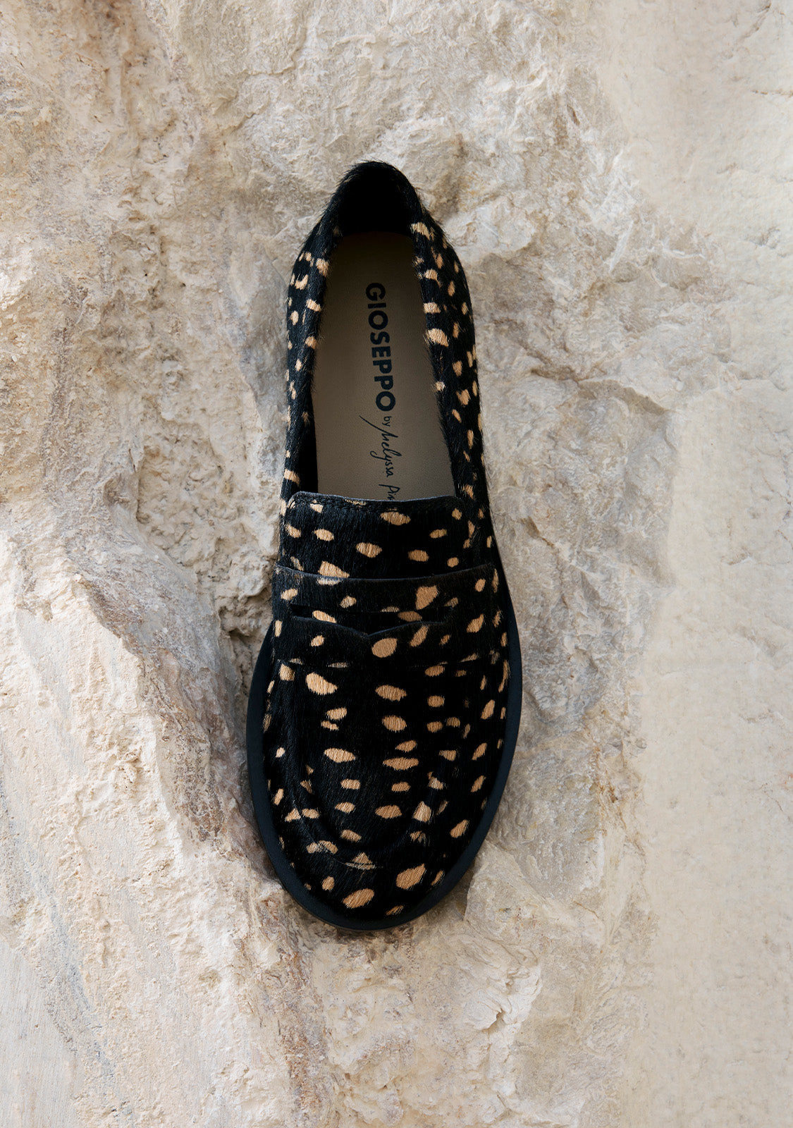 BLACK ANIMAL PRINT LEATHER LOAFERS BY MELYSSA PINTO